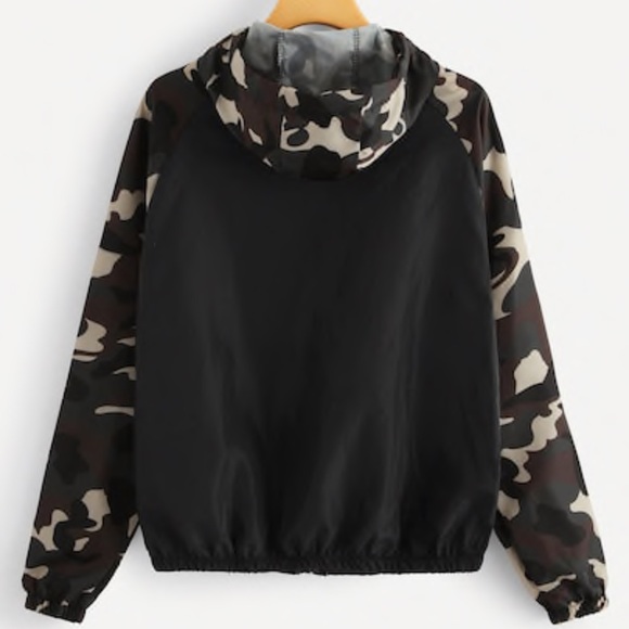 # CAMO PANEL HOODED WINDBREAKER JACKET - Picture 3 of 7